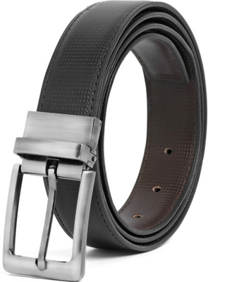 LYVI Men Formal Black Artificial Leather Reversible Belt