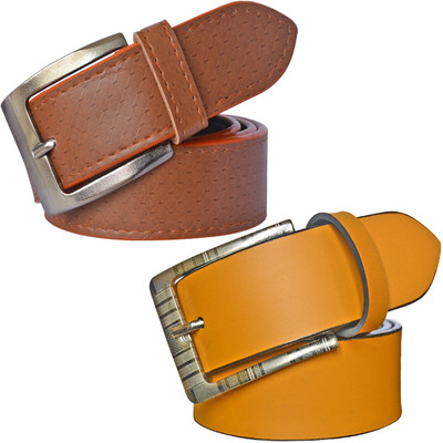 PROVOGUE Men Casual Tan, Yellow Synthetic Belt