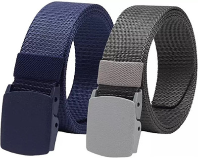 Niddleman Fashion India Men Casual, Evening Blue, Grey Nylon Belt