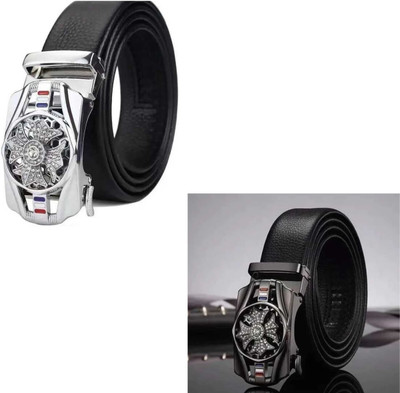 Flipcon Men Casual Black Genuine Leather Belt
