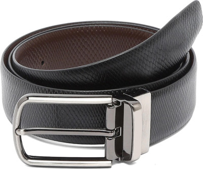 Yellowcoin Men Party, Evening, Formal Black, Brown Genuine Leather Reversible Belt