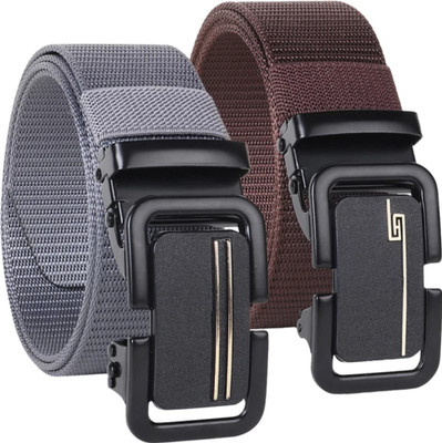 ShopGlobal Men Grey, Brown Nylon Belt