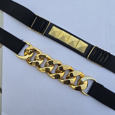 Hapani Fashion Women Casual Gold, Black Fabric Belt