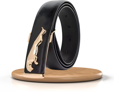 ShopGlobal Men & Women Casual Black Genuine Leather Belt