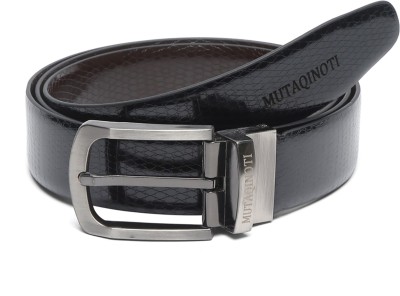 MUTAQINOTI Men Formal Black Synthetic Reversible Belt