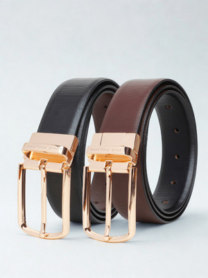 LOUIS PHILIPPE Men Formal, Party Black, Brown Genuine Leather Reversible Belt