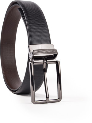 Elegavie Men Formal Black Genuine Leather Reversible Belt