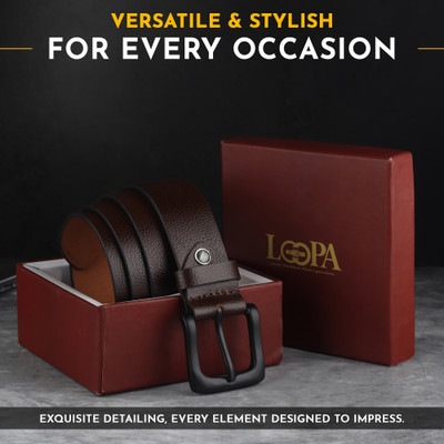 LOOPA Men Formal Brown Genuine Leather Belt