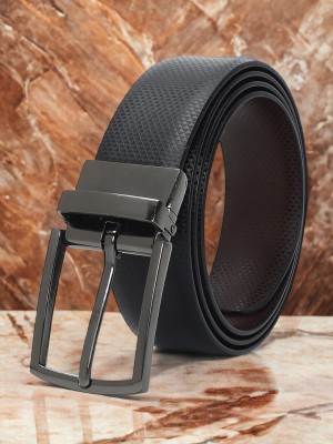 house of common Men Formal Black Artificial Leather Belt