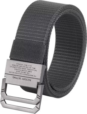 SMARTU Men Grey, Silver Nylon Belt