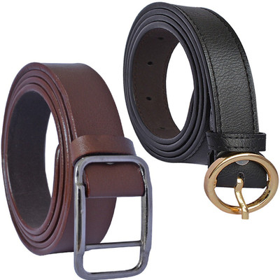 METRONAUT Women Casual Brown, Black Synthetic Belt