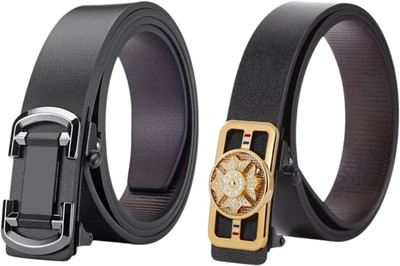 Hushahide Men Casual, Formal Black Artificial Leather, Texas Leatherite Belt