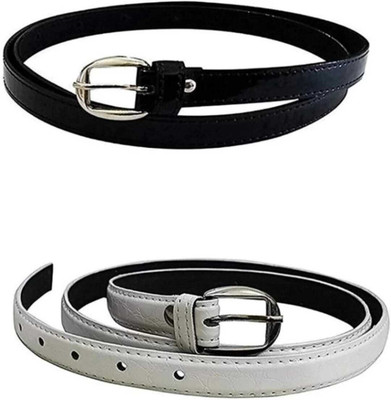 TANISHKA EXPORT Girls Black, White Artificial Leather Belt