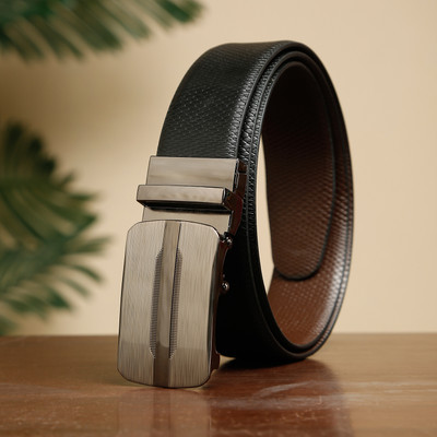 TYBELT Men Formal Black Genuine Leather Reversible Belt