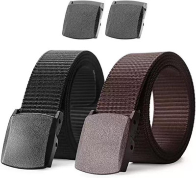 Icongadget Men Casual, Evening, Party, Formal Black, Brown Nylon Belt