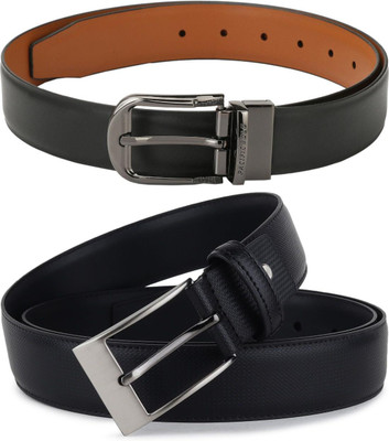 Pacific Gold Men Formal Tan, Black, Black Artificial Leather Belt