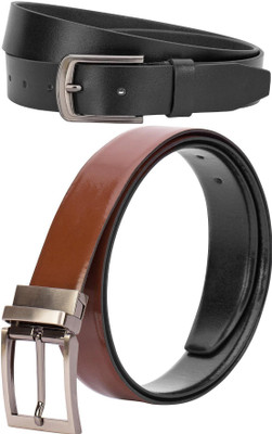 Jungler Men Evening, Party, Formal, Casual Brown, Black Genuine Leather Belt