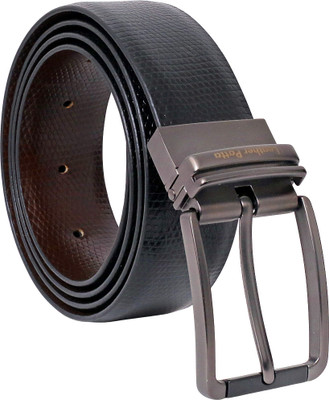 Leather Patta Men Formal Black Genuine Leather Reversible Belt