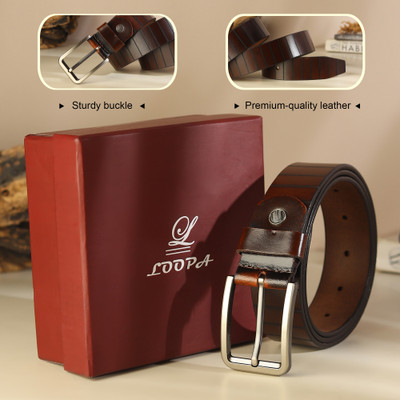 LOOPA Men Formal Brown Genuine Leather Belt