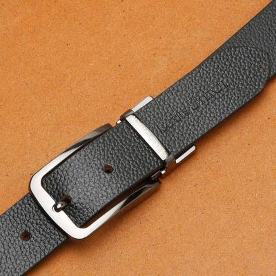 LOUIS STITCH Men Casual Black Genuine Leather Reversible Belt