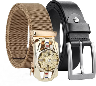 LAER Men Formal Multicolor Genuine Leather Belt
