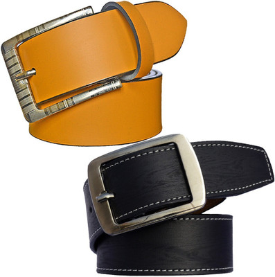 METRONAUT Men Casual Black, Tan Synthetic Belt