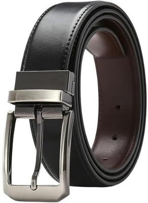 Daller Men Casual Black Genuine Leather Reversible Belt