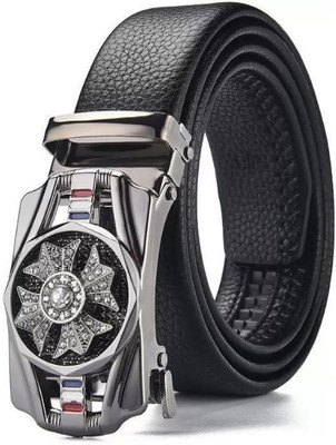 VILDTH Men Black Genuine Leather Belt