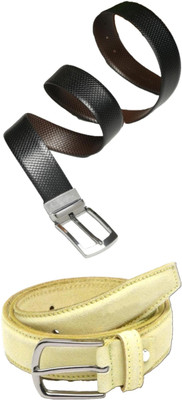 Jungler Men Evening, Party, Formal, Casual Black, Brown, Yellow Genuine Leather Belt