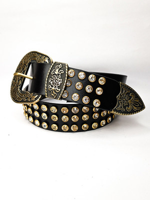 Storeamore Men Casual, Party, Formal, Evening Black Genuine Leather Belt