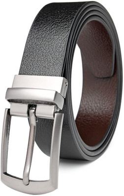 Mistercraft Men Formal Black Genuine Leather Reversible Belt