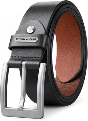 URBAN ALFAMI Men Formal, Casual, Evening, Party Black Genuine Leather Belt