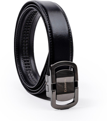 Elegavie Men Formal Black Genuine Leather Belt