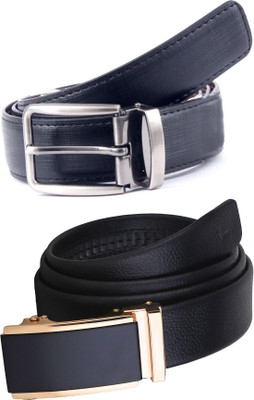 Pacific Gold Men Formal Black, Black, Grey Artificial Leather Belt