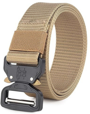Icongadget Men Casual, Formal, Evening, Party Beige Nylon, Metal Belt