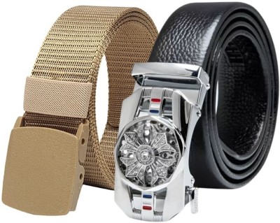 CLOCK21 Men Casual, Formal, Party Gold, Silver Artificial Leather, Canvas Belt