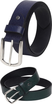Jungler Men Evening, Party, Formal, Casual Blue, Green Genuine Leather Belt