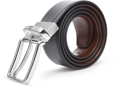 TOMMY HILFIGER Men Casual Black Genuine Leather Reversible Belt