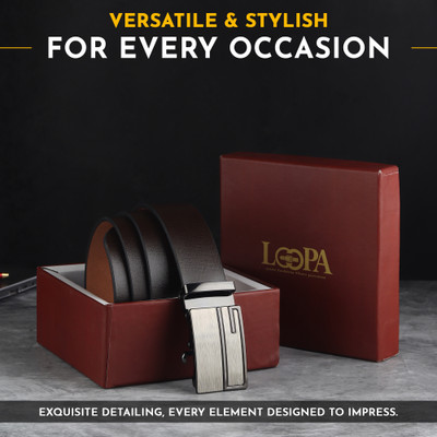 LOOPA Men Formal Brown Genuine Leather Belt