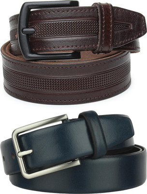 Jungler Men Evening, Party, Formal, Casual Brown, Blue Genuine Leather Belt