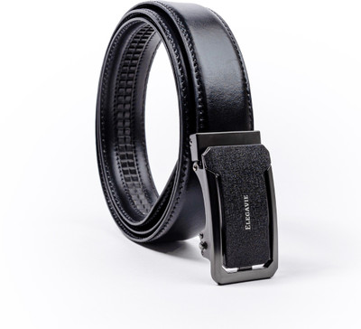 Elegavie Men Formal Black Genuine Leather Belt