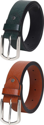 Jungler Men Evening, Party, Formal, Casual Green, Tan Genuine Leather Belt