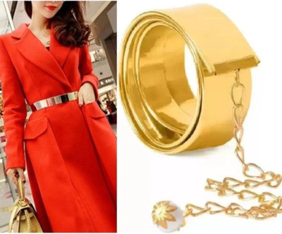 GOOD LOOKS Women Casual, Evening, Formal, Party Gold Synthetic Belt