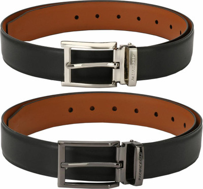 Pacific Gold Men Formal Tan, Black Artificial Leather Belt