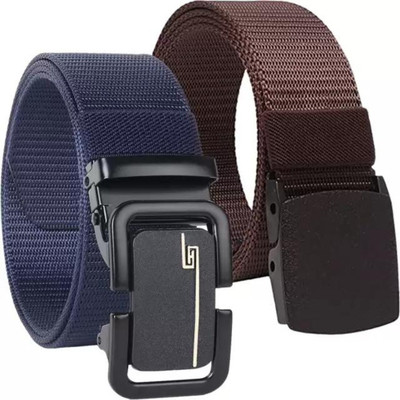 Icongadget Men Casual, Evening, Formal, Party Brown, Blue Nylon Belt