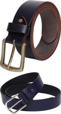 Jungler Men Evening, Party, Formal, Casual Black, Blue Genuine Leather Belt