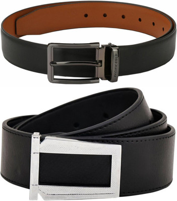 Pacific Gold Men Formal Tan, Black, Black Artificial Leather Belt