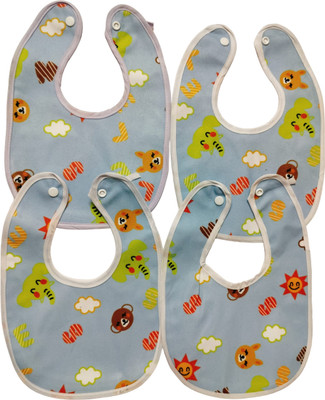Cutiez Waterproof Bibs for Baby/Apron Set of 4(Blue)