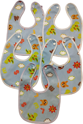 Cutiez Waterproof Bibs for Baby/Apron Set of 5(Blue)