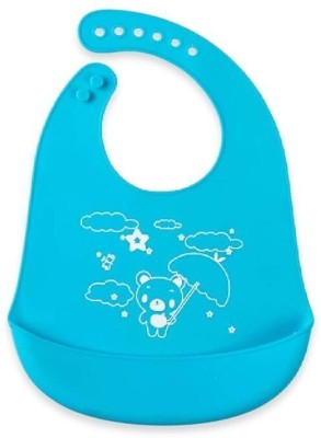 NANNY PENNY BabyCartoon Printing Waterproof Silicone Bib Rice Pocket pack of 1(Blue)